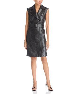 Alexis Belted Faux Leather Dress by KOBI HALPERIN