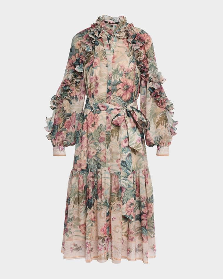 Amanda Floral-Print Ruffle Midi Dress by KOBI HALPERIN