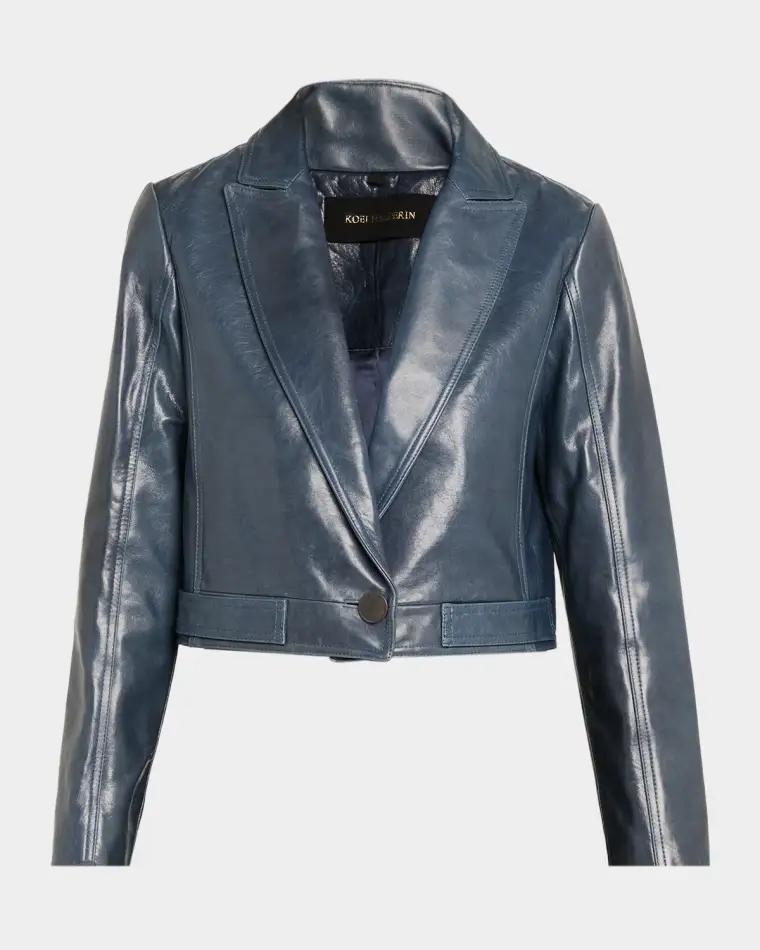 Astra Cropped Leather Jacket by KOBI HALPERIN