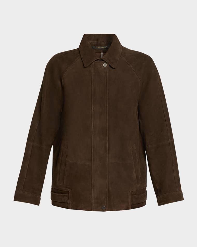 Bronze Raglan-Sleeve Suede Jacket by KOBI HALPERIN
