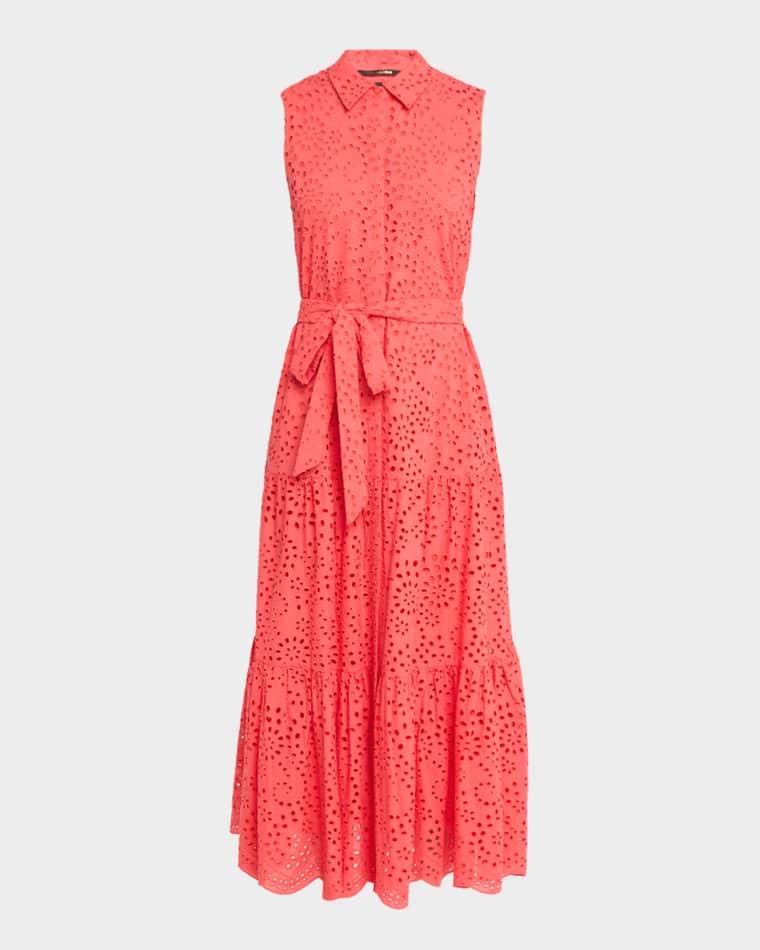 Camila Collared Long Eyelet Lace Dress by KOBI HALPERIN