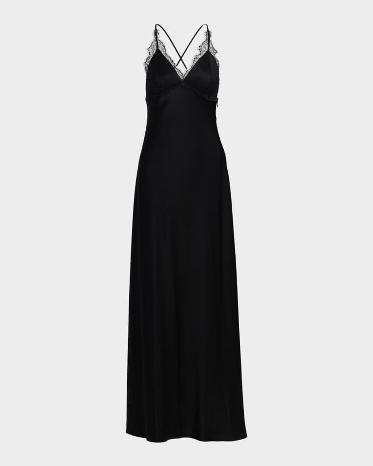 Evin Lace-Trim Satin Maxi Dress by KOBI HALPERIN