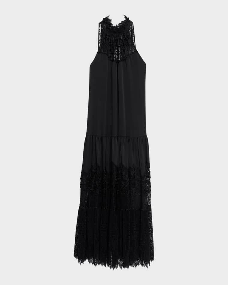 Hallee Lace-Inset Halter Maxi Dress by KOBI HALPERIN