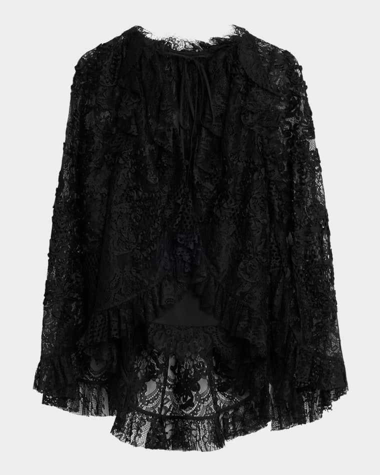 Harmony Ruffle-Trim Lace Blouse by KOBI HALPERIN