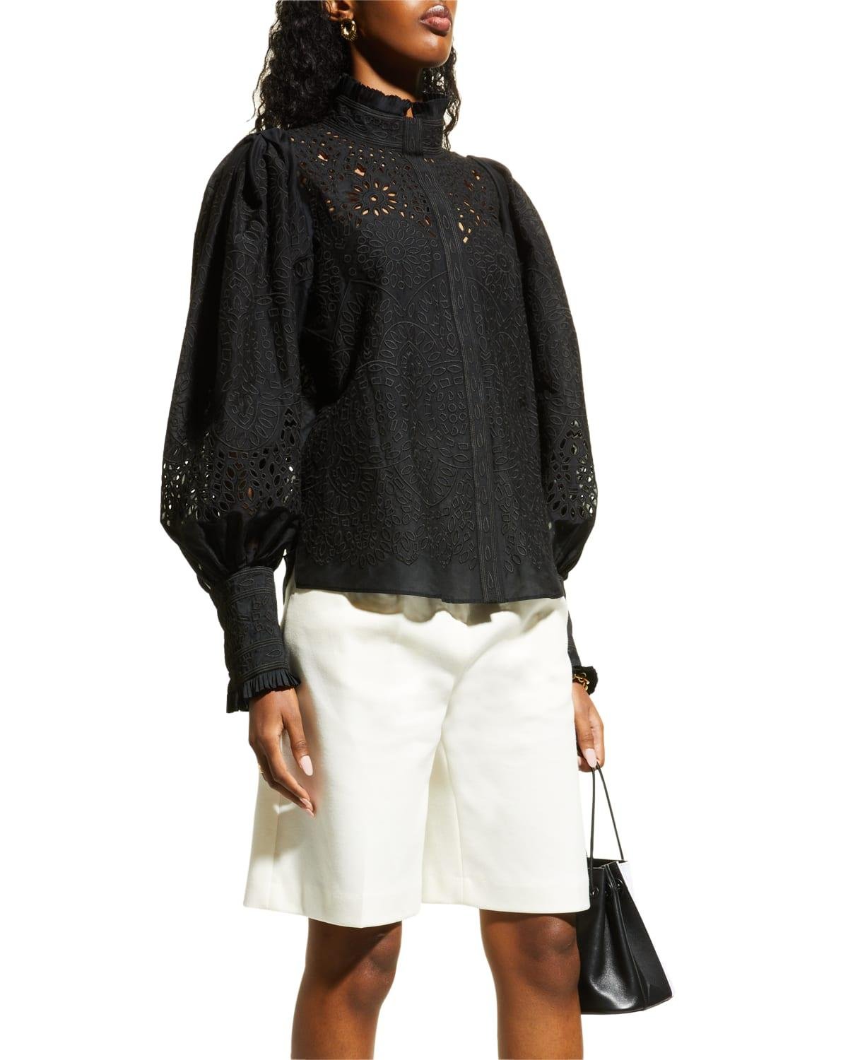 Ivana Embroidered Button-Front Blouse by KOBI HALPERIN