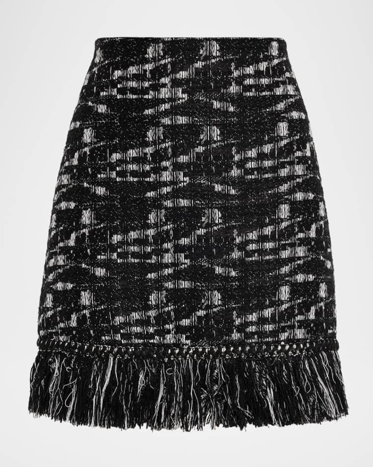 Khan Fringe-Hem Melange Mini Skirt by KOBI HALPERIN