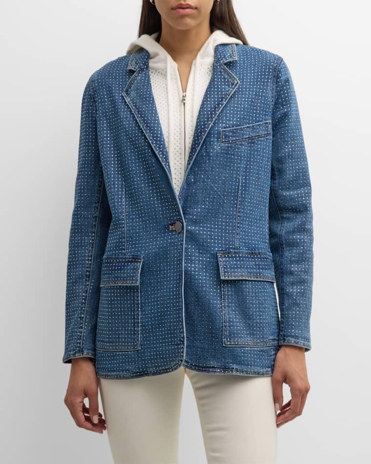 Kiera Embellished Denim Blazer Jacket by KOBI HALPERIN