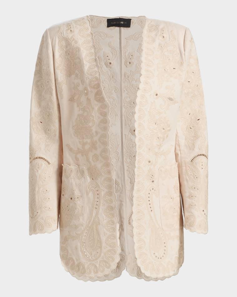 Lace Embroidered Cotton-Linen Jacket by KOBI HALPERIN