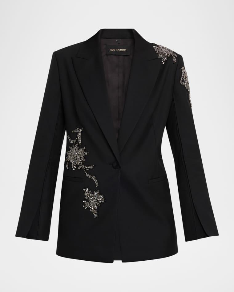 Lariz Single-Button Crystal Applique Jacket by KOBI HALPERIN