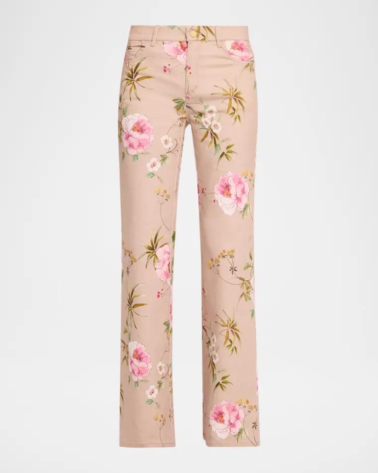 Leigh Floral-Print Straight-Leg Pants by KOBI HALPERIN