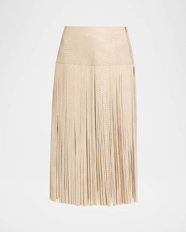 Parker Leather Fringe Skirt by KOBI HALPERIN