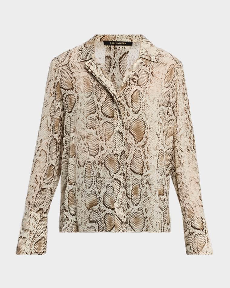 Piper Snakeskin-Print Viscose Blouse by KOBI HALPERIN