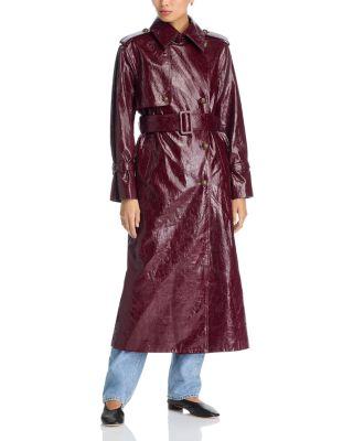 Rose Belted Faux Leather Trench Coat by KOBI HALPERIN