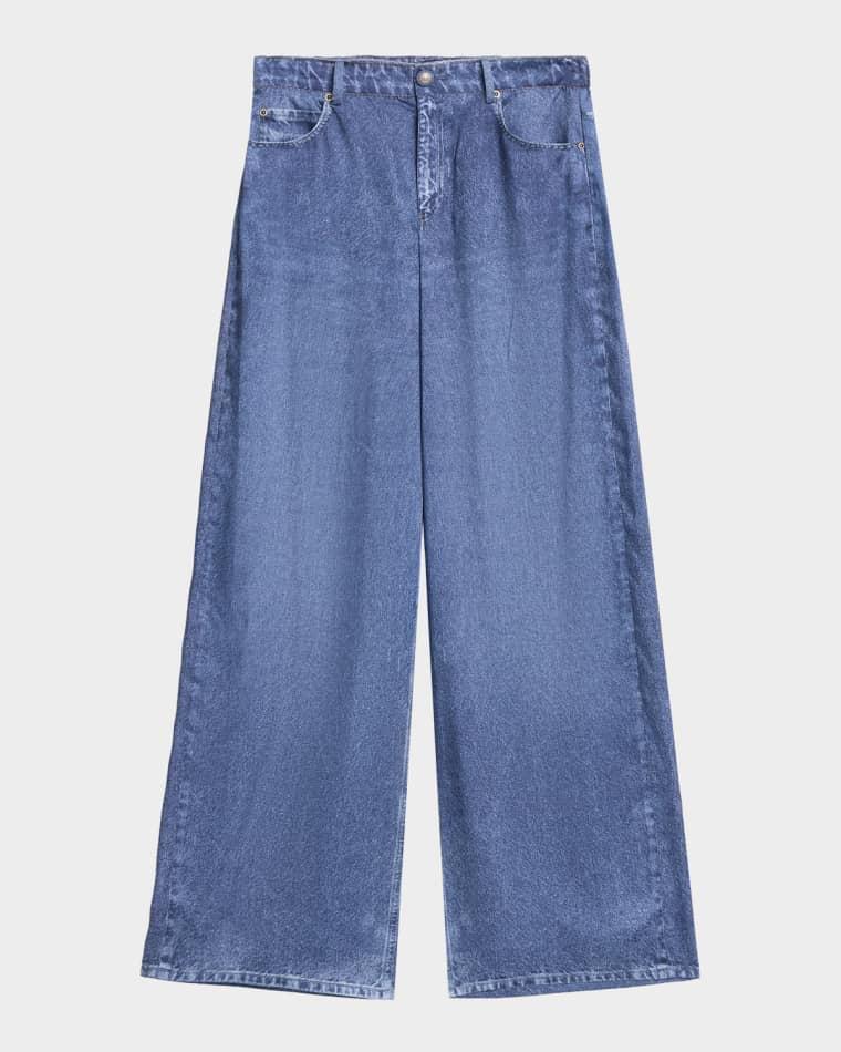 Sage Denim-Print Wide-Leg Pants by KOBI HALPERIN
