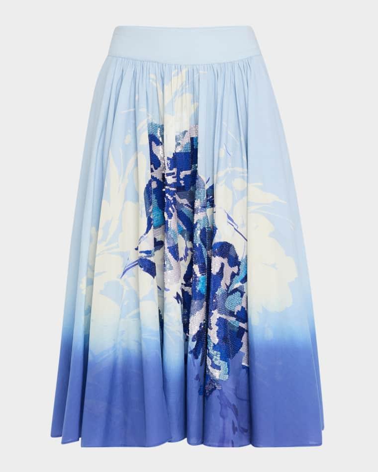 Selwyn Ombre Sequin Floral-Print Midi Skirt by KOBI HALPERIN