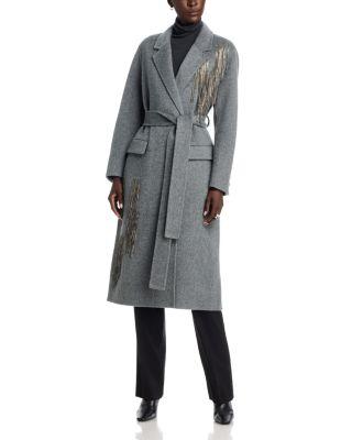 Sydni Wool Blend Embellished Fringe Coat by KOBI HALPERIN