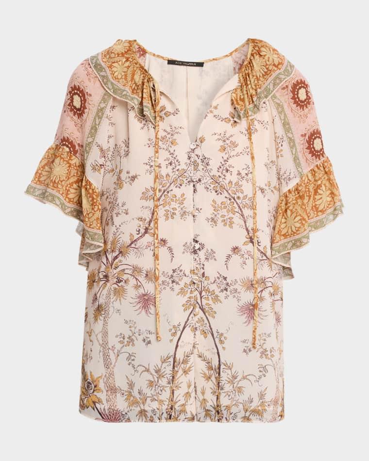 Verity V-Neck Ruffle Sleeve Blouse by KOBI HALPERIN