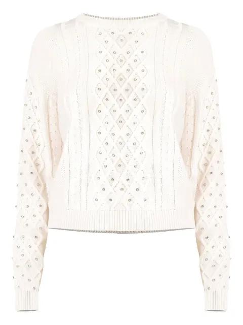 Emiliana cable-knit embellished sweater by KOCCA