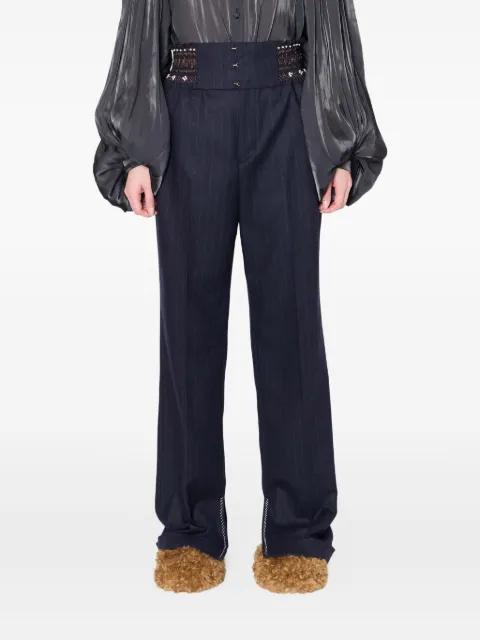beaded pinstripe trousers by KOLOR