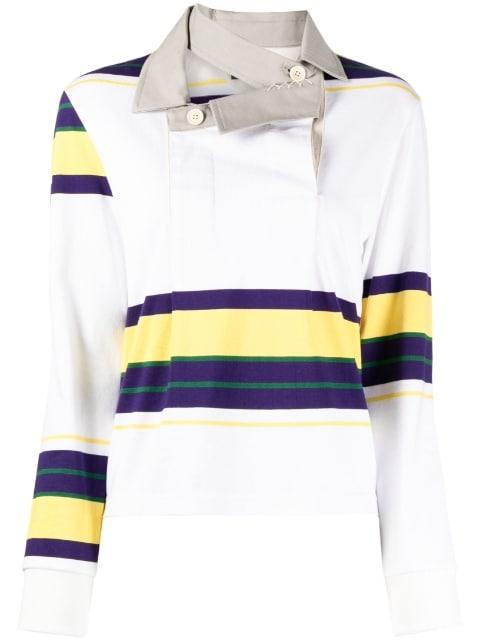 deconstructed collar striped sweatshirt by KOLOR