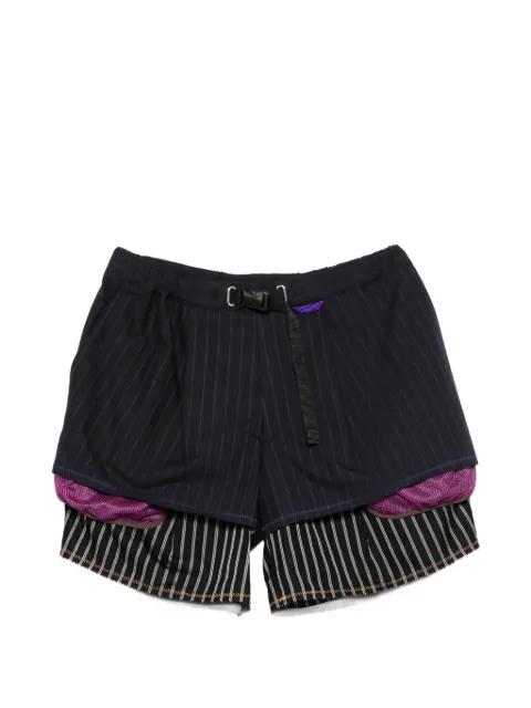 striped double-layer shorts by KOLOR