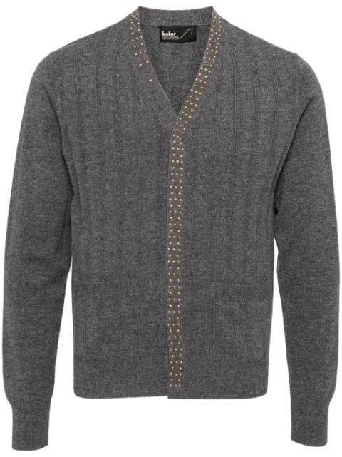 stud-embellishment wool cardigan by KOLOR