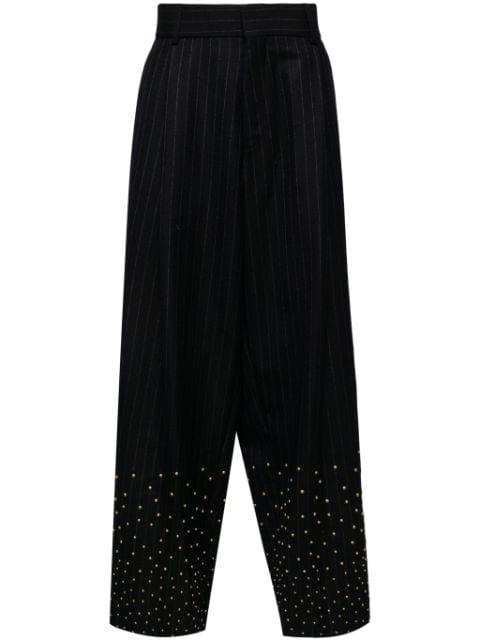 stud-embellishment wool trousers by KOLOR