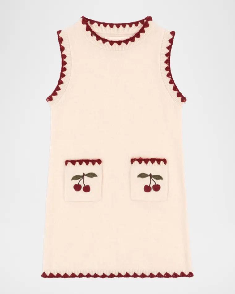 Collette Cherry Embroidered Wool Dress, Size 18M-10 by KONGES SLOJD