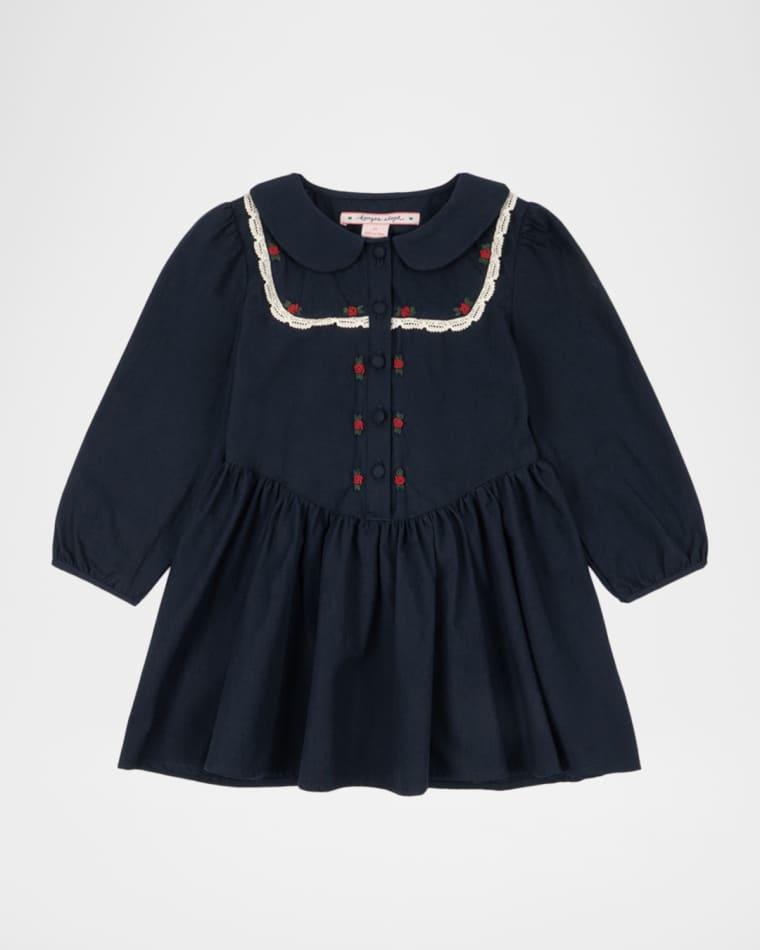 Emmy Embroidered Flared Cotton Dress, Size 18M-10 by KONGES SLOJD