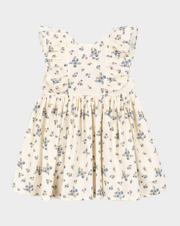 Girl's Cianna Floral Organic Cotton Dress with Bows, Size 18M-10 by KONGES SLOJD