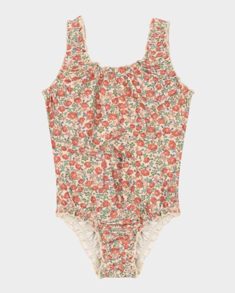 Girl's Collette Floral-Print Swimsuit, Size 12M-10 by KONGES SLOJD