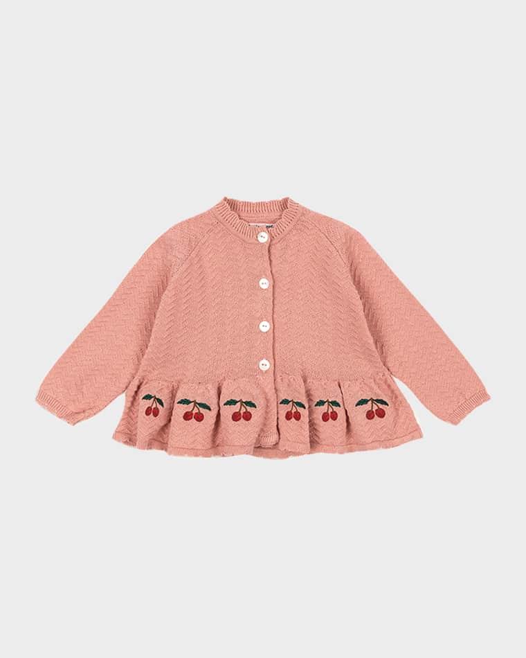 Girl's Cypres Wavy Knit Peplum Cardigan, Size 3M-8 by KONGES SLOJD