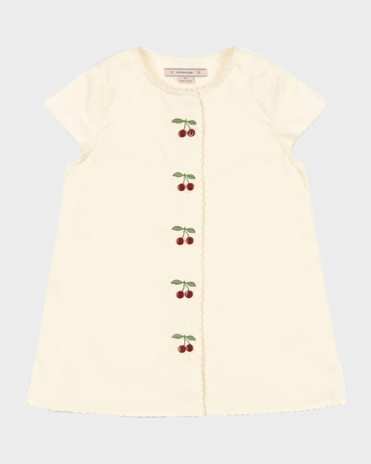 Girl's Evia Cherry Embroidered Organic Cotton Dress, Size 18M-10 by KONGES SLOJD