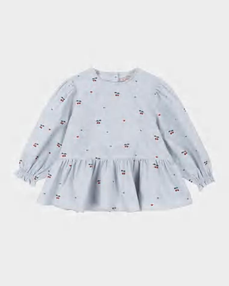 Girl's Evia Micro Cherry-Print Blouse, Size 9M-6 by KONGES SLOJD