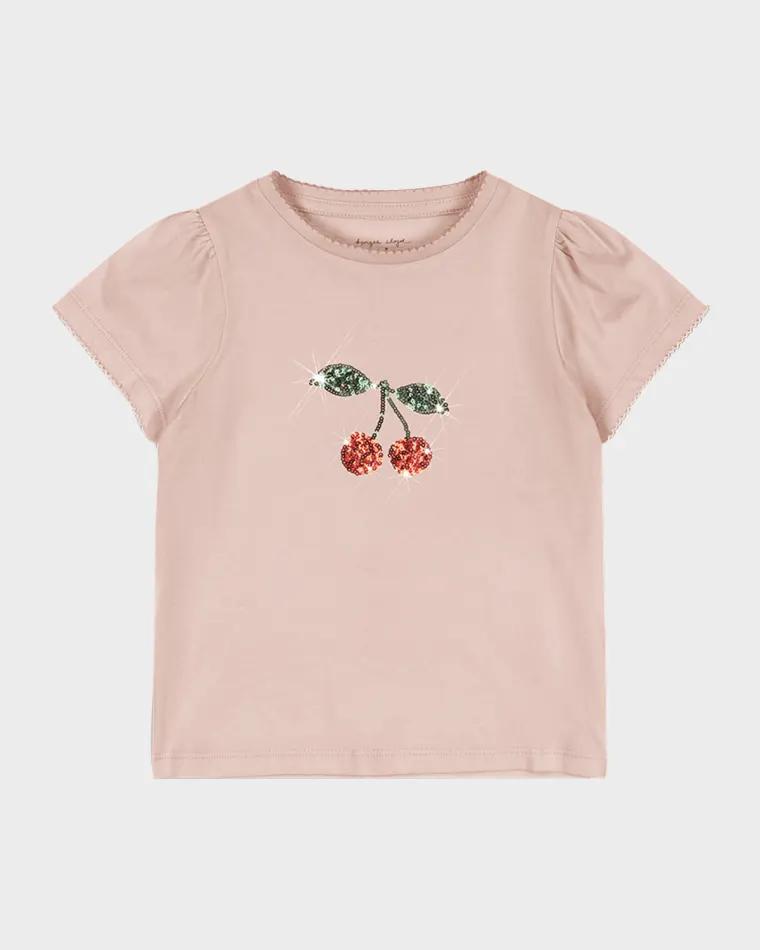 Girl's Famo Sequined Puff-Sleeve T-Shirt, Size 18M-8 by KONGES SLOJD