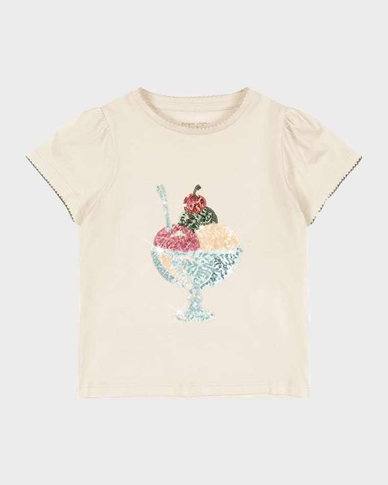 Girl's Famo Sequined Puff-Sleeve T-Shirt, Size 18M-8 by KONGES SLOJD