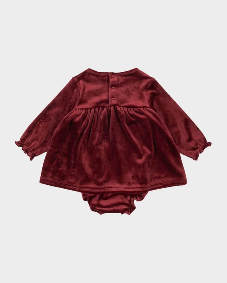 Girl's Jingle Velvet Romper Dress, Size 3M-3 by KONGES SLOJD