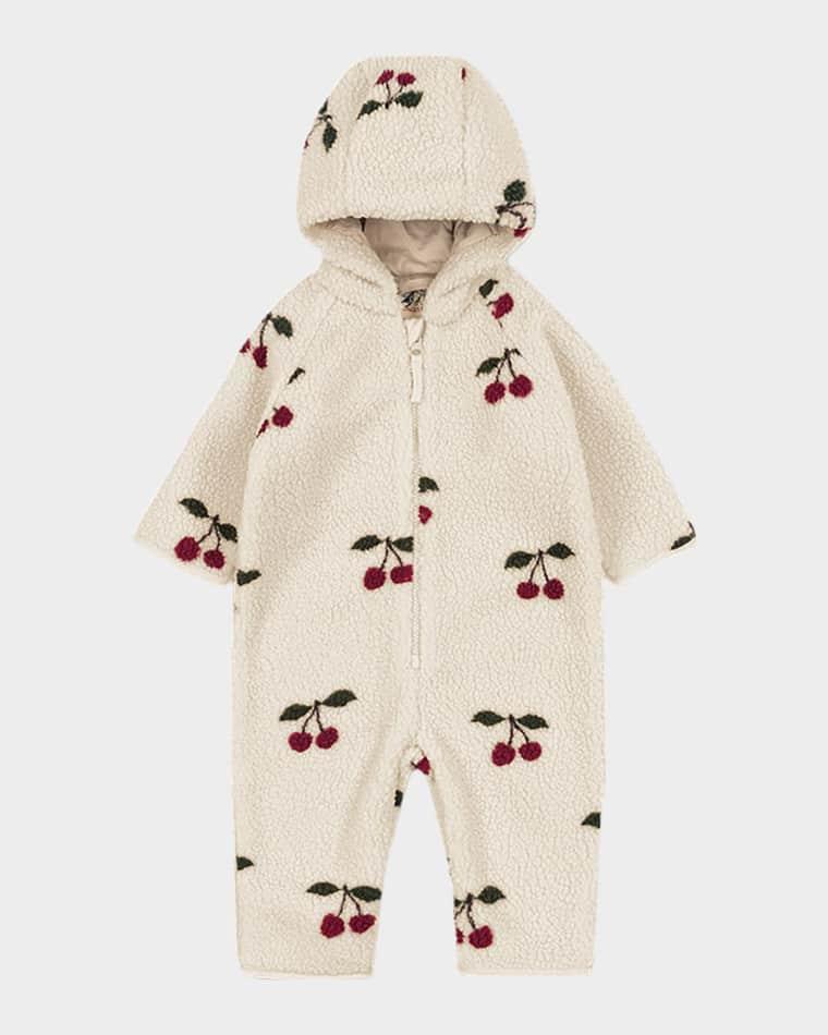 Girl's Jody Cherry-Print Teddy Fleece Coverall, Size 0M-12M by KONGES SLOJD