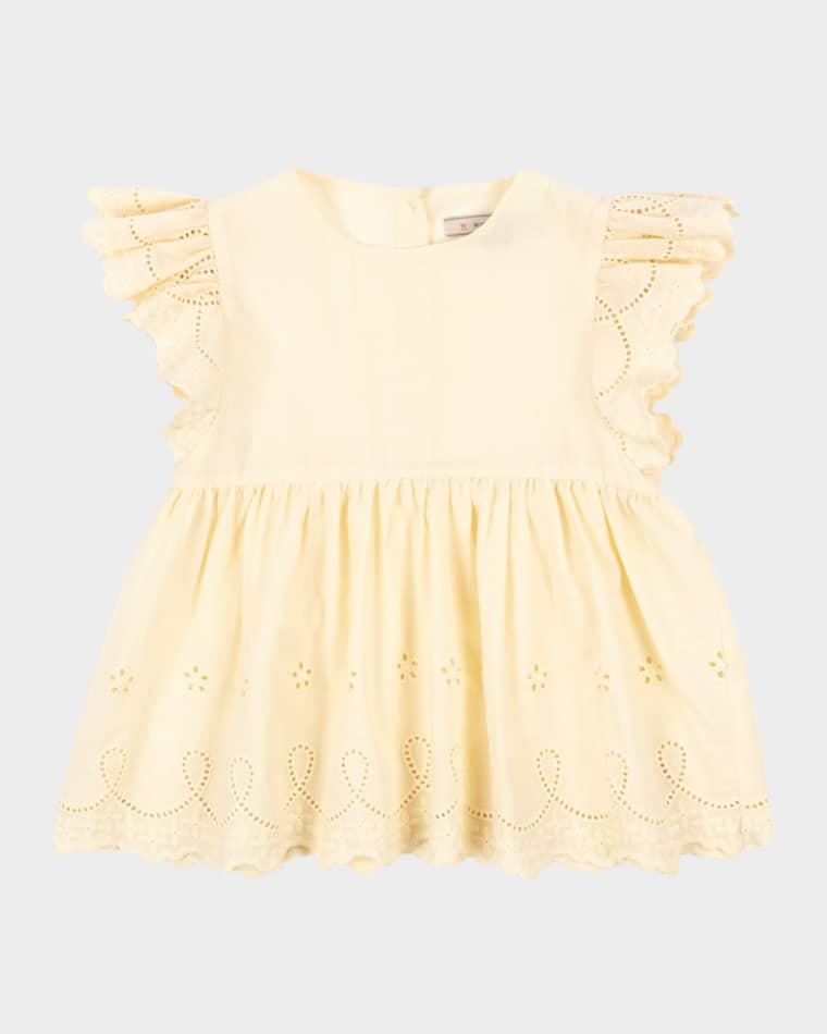 Girl's Posey Embroidered Ruffle Top, Size 18M-10 by KONGES SLOJD