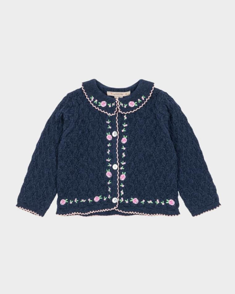 Girl's Rosier Embroidered Cardigan, Size 6M-3 by KONGES SLOJD