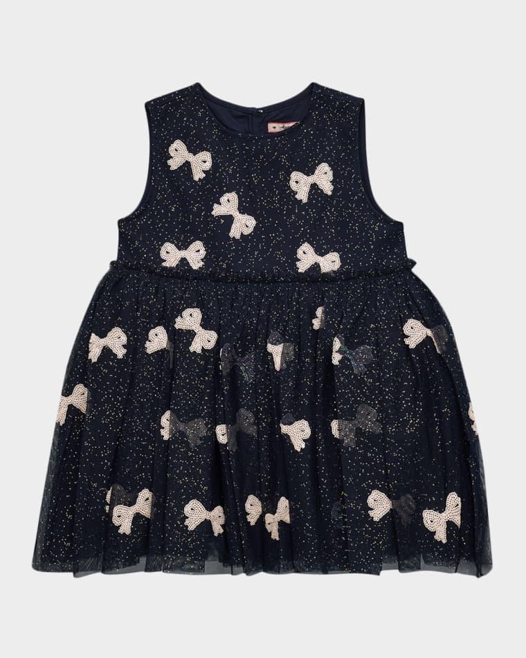 Girl's Yvonne Sequined Bow Tulle Dress, Size 12M-6 by KONGES SLOJD