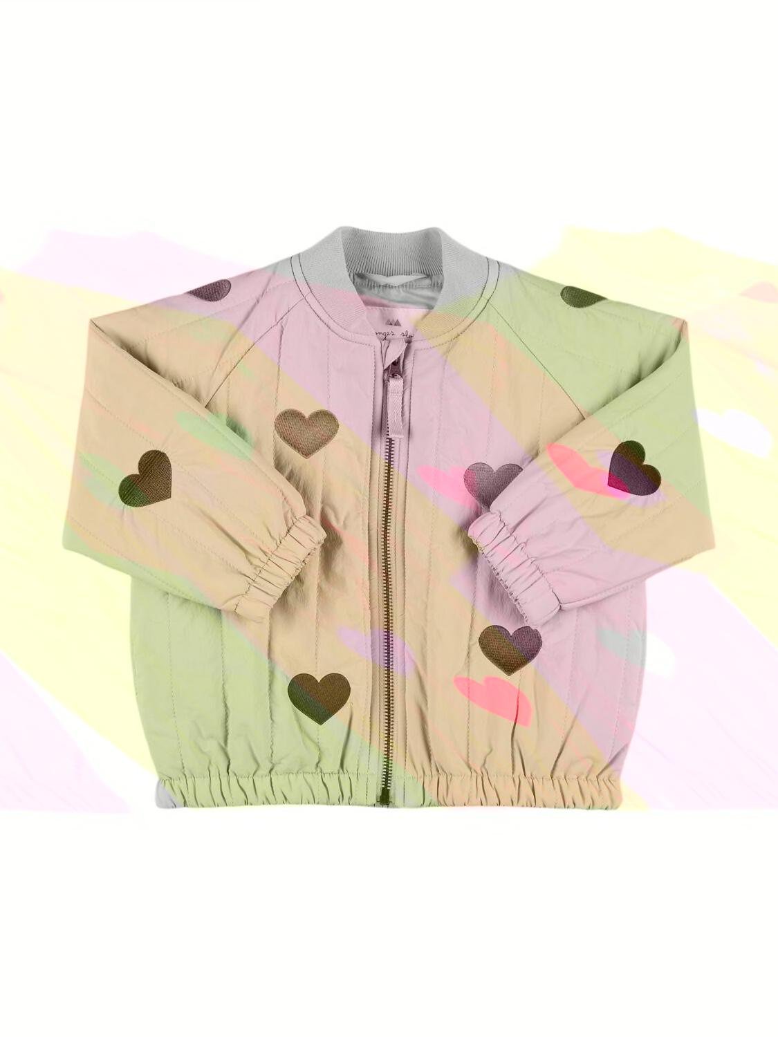 Hearts Embroidered Nylon Bomber Jacket by KONGES SLOJD