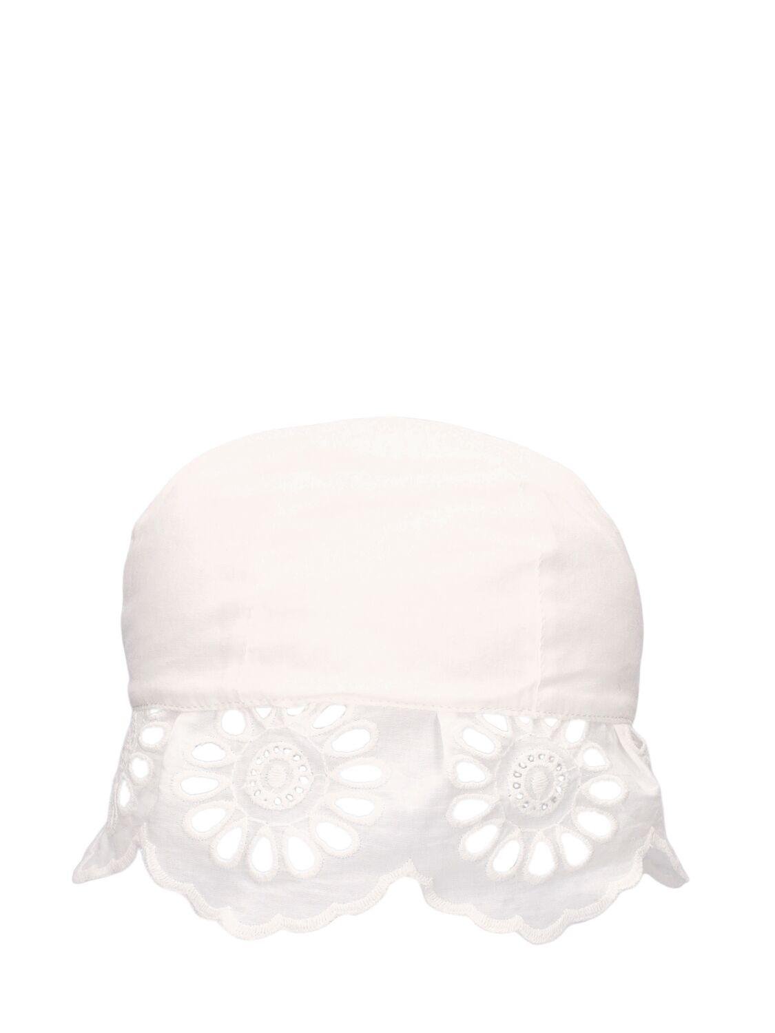 Organic Cotton Poplin & Lace Hat by KONGES SLOJD