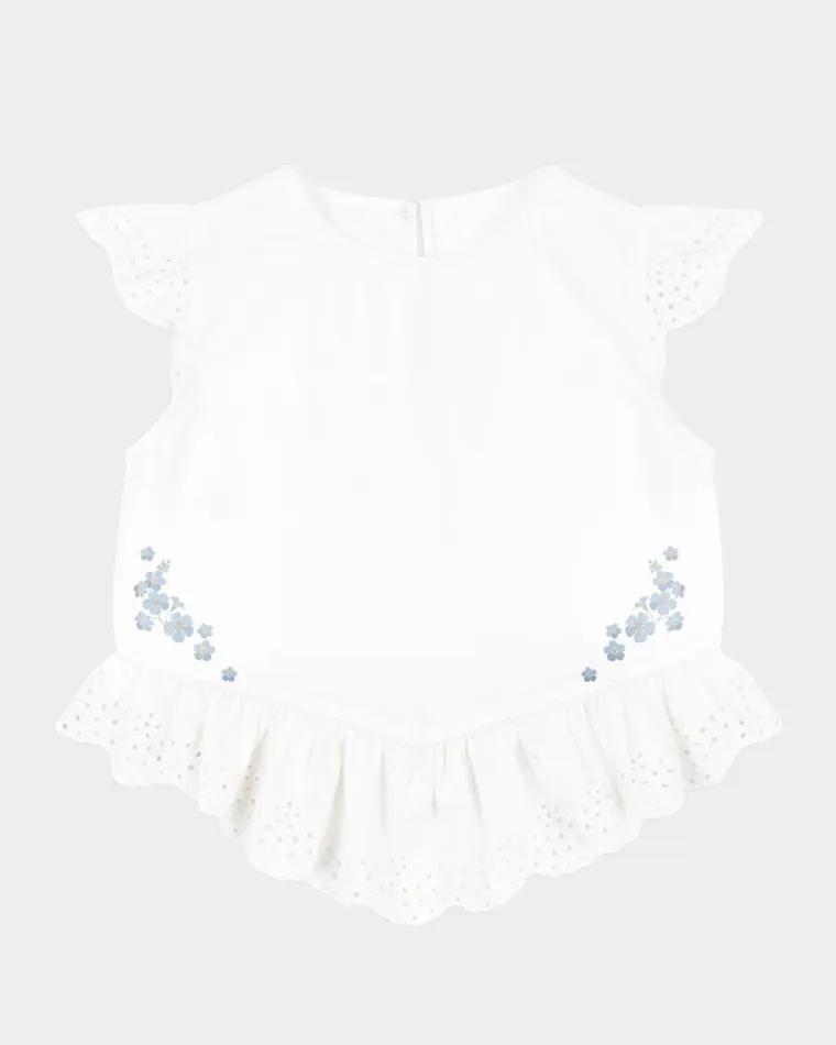 Rosie H-W x Girl's Fiori Broderie Peplum Top, Size 18M-8 by KONGES SLOJD