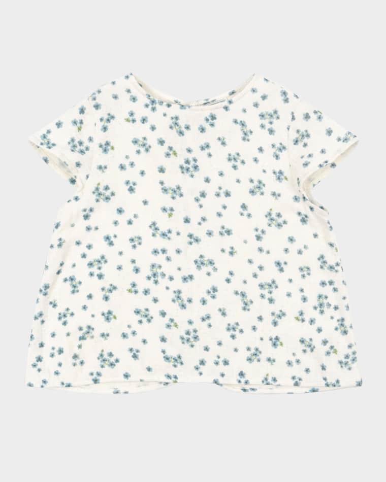Rosie H-W x Girl's Mioblu Floral Cotton Top, Size 12M-6 by KONGES SLOJD
