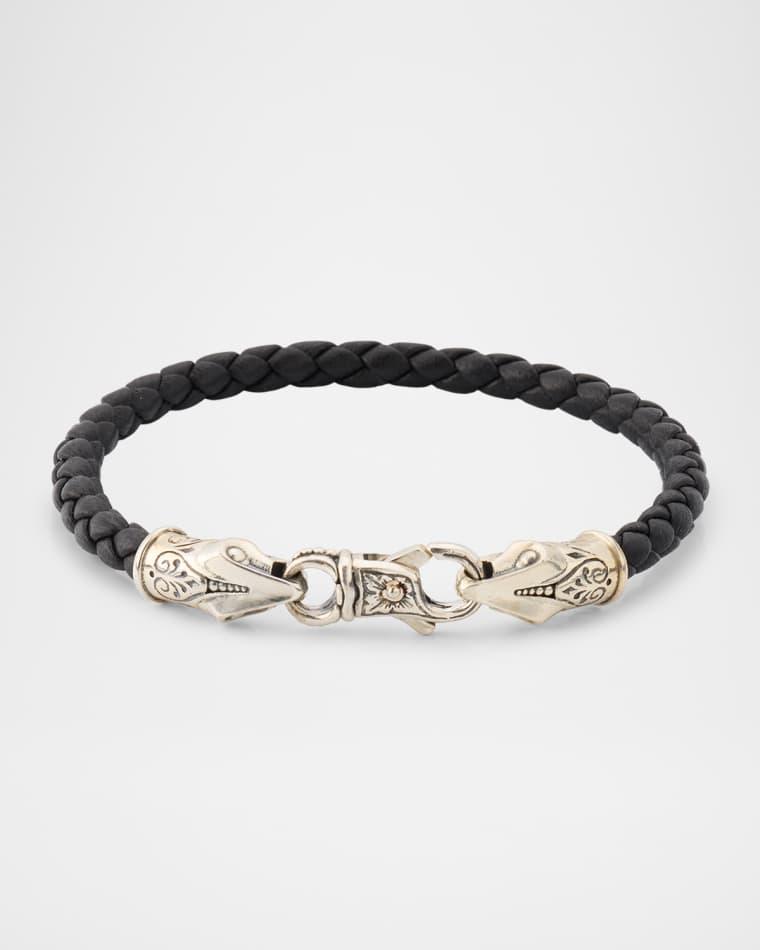 Men's Braided Leather Bracelet with Sterling Silver Clasp by KONSTANTINO