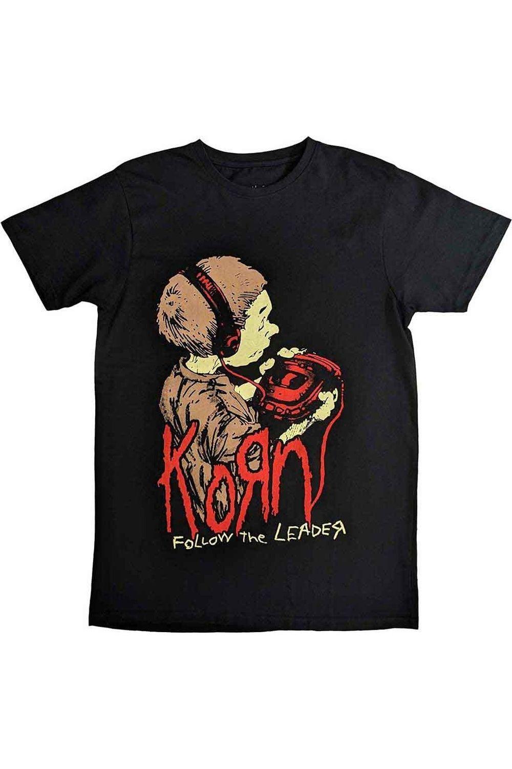 Follow The Leader Back Print Cotton T-Shirt by KORN