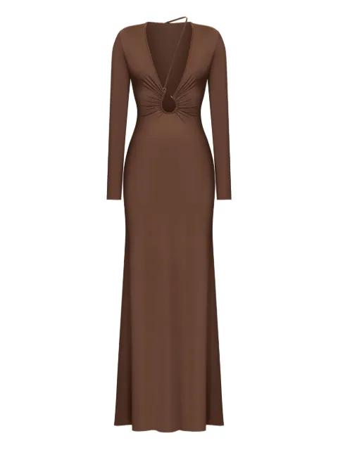 ring-detail asymmetrical maxi dress by KOROBEYNIKOV