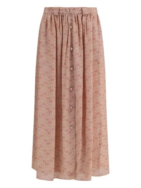 foliage-print button-front midi skirt by KRISTINA TI