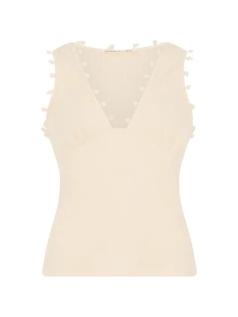 pom-pom trim ribbed tank top by KRISTINA TI